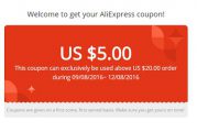 Получите купон Aliexpress 5$/20$